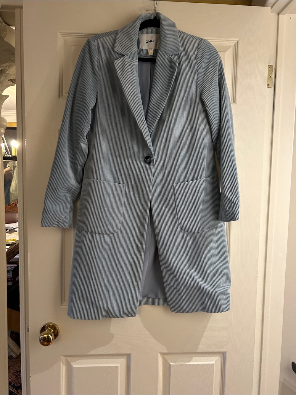 ONLY Light Blue Striped Long Blazer
